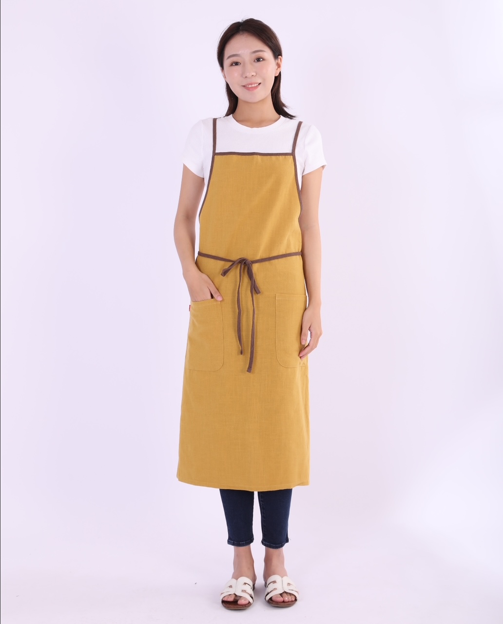 期間限定値下げ中！！】エプロン リネン コットン エプロン 肩掛け X型