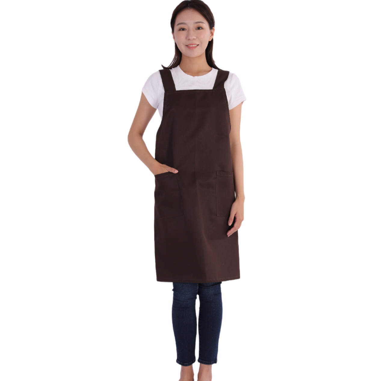 エプロン シンプル 肩掛け かぶるだけ ソフト 無地 おしゃれ 業務用