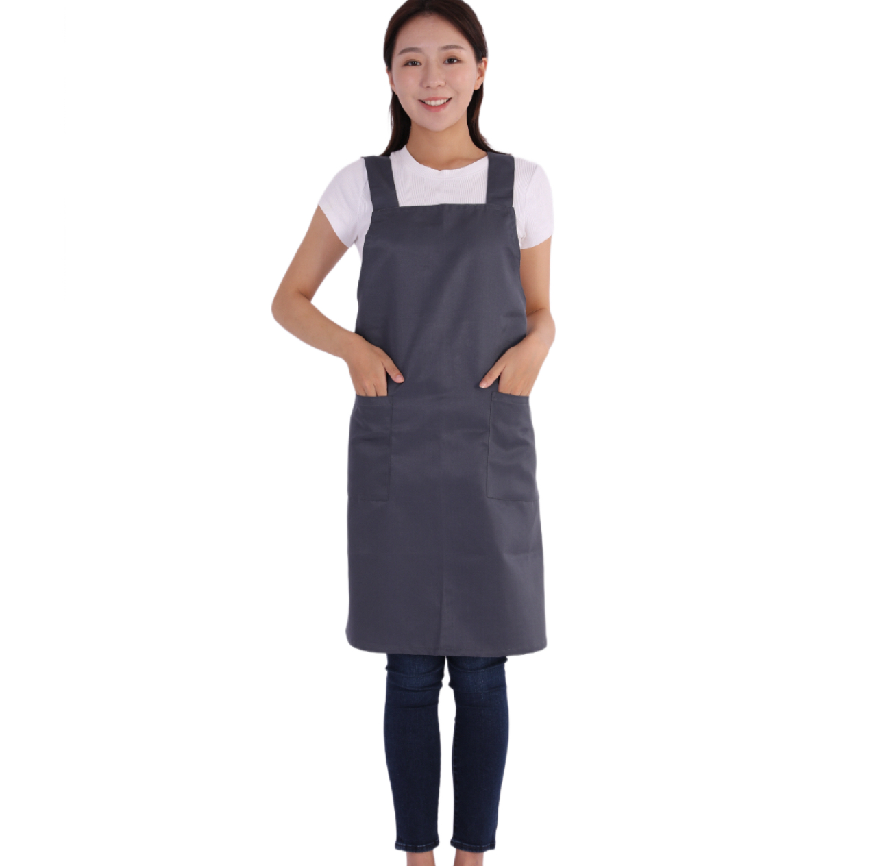 エプロン シンプル 肩掛け かぶるだけ ソフト 無地 おしゃれ 業務用