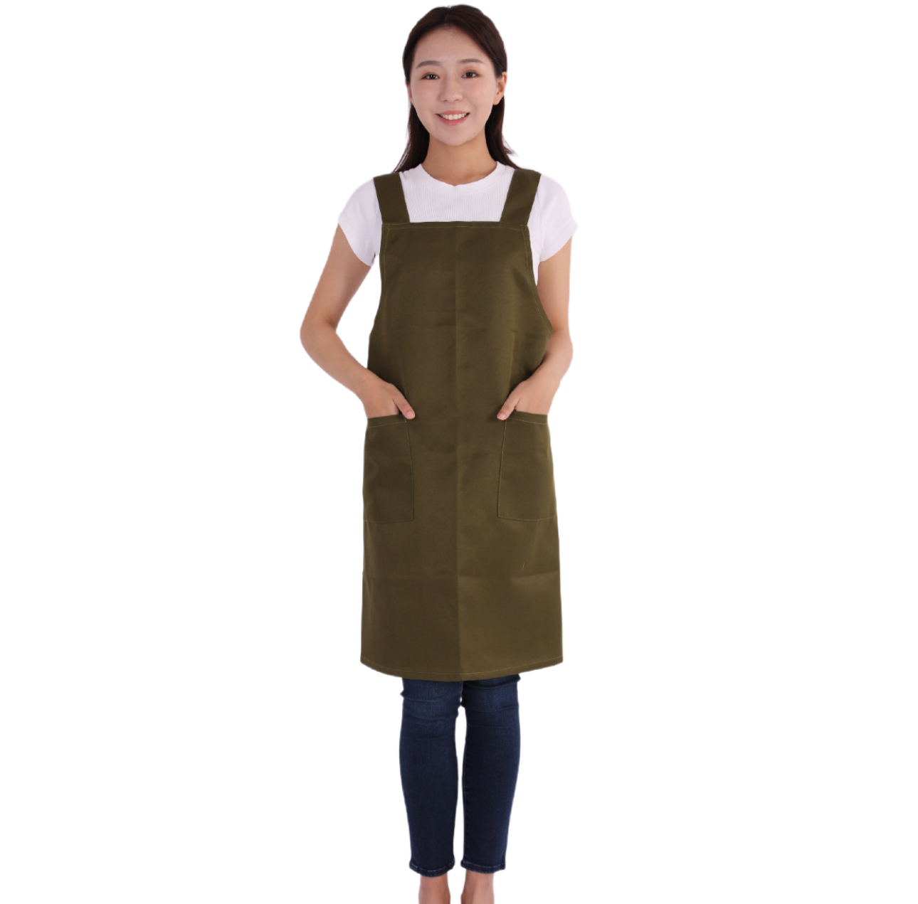 エプロン シンプル 肩掛け かぶるだけ ソフト 無地 おしゃれ 業務用