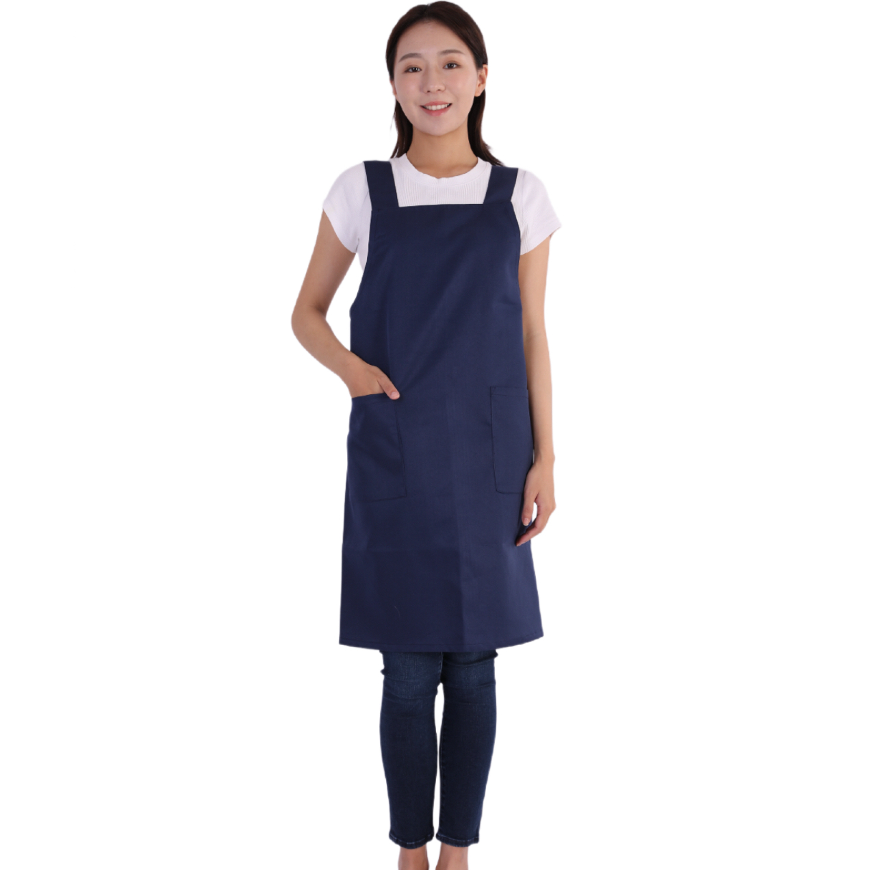 エプロン シンプル 肩掛け かぶるだけ ソフト 無地 おしゃれ 業務用