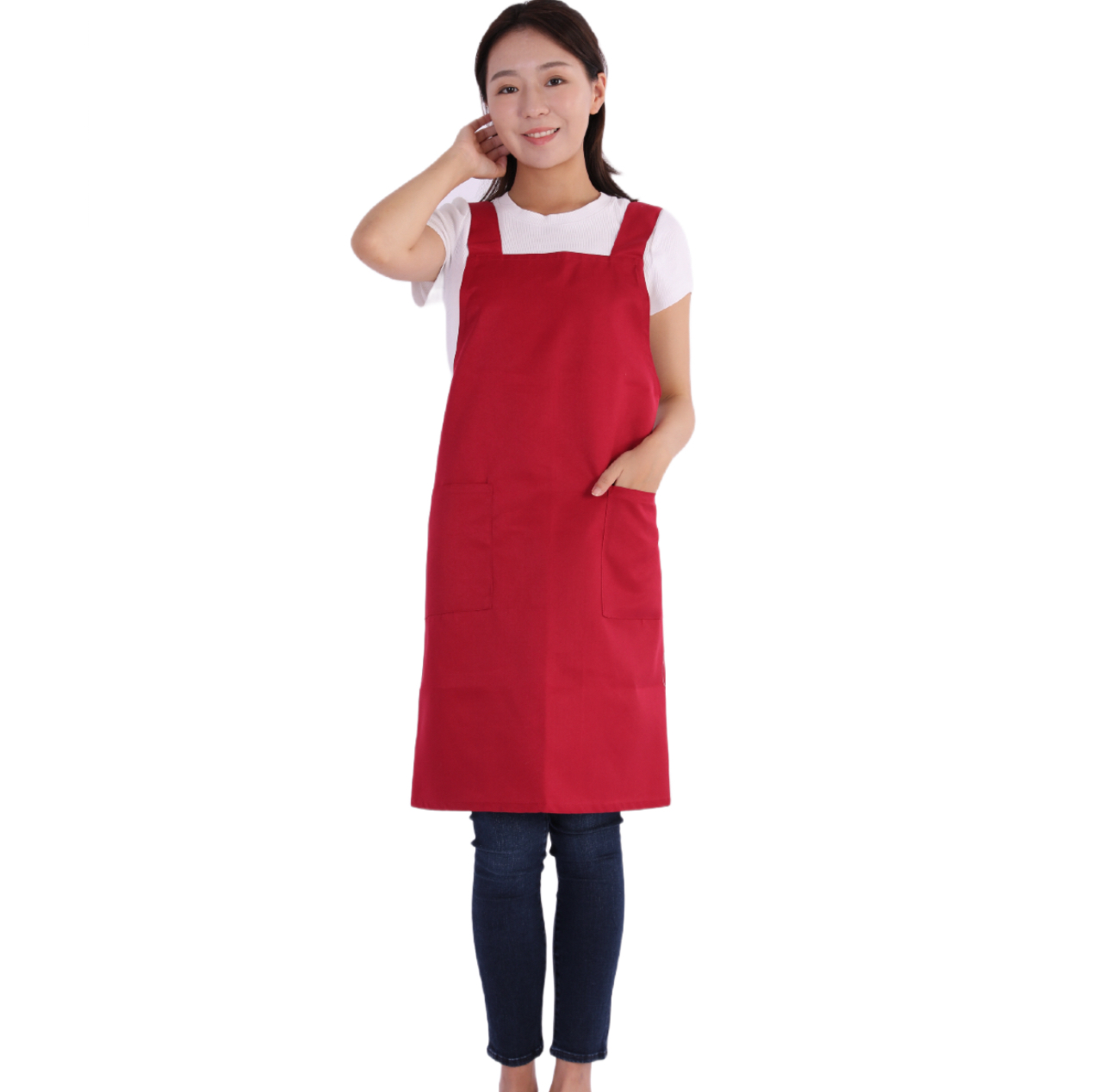 エプロン シンプル 肩掛け かぶるだけ ソフト 無地 おしゃれ 業務用