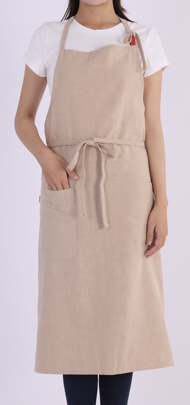 エプロン リネン リネンエプロン コットン 首掛け カフェ風 無地
