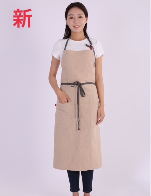 エプロン リネン リネンエプロン コットン 首掛け カフェ風 無地