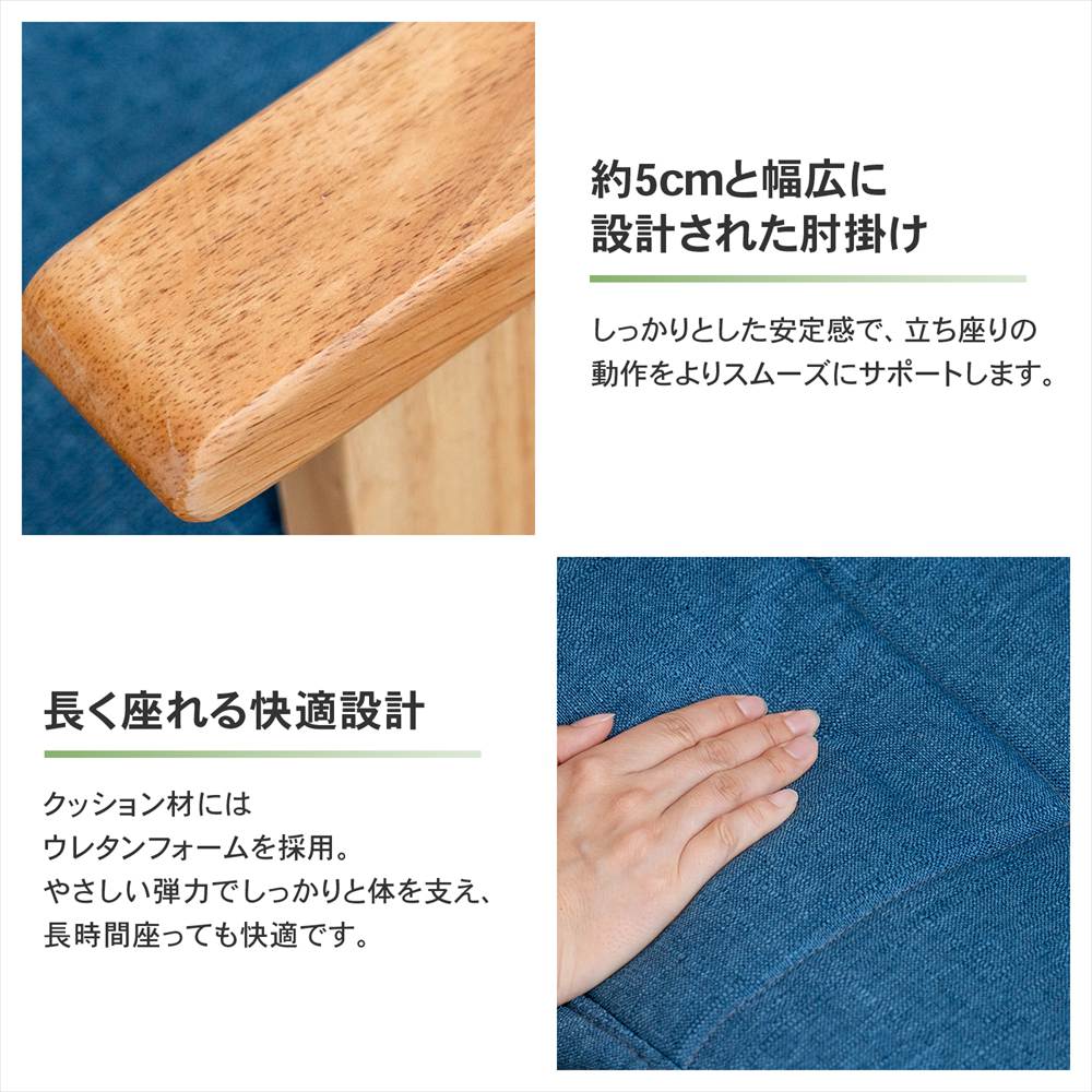 ◇座椅子 リクライニングチェア ローチェア ネイビー ハイバック 座面