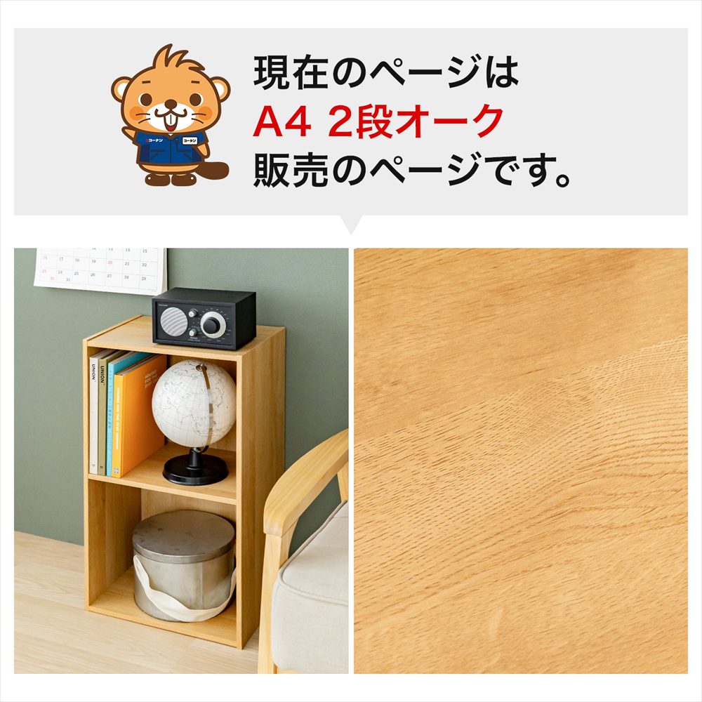 2段A4カラーボックスオーク