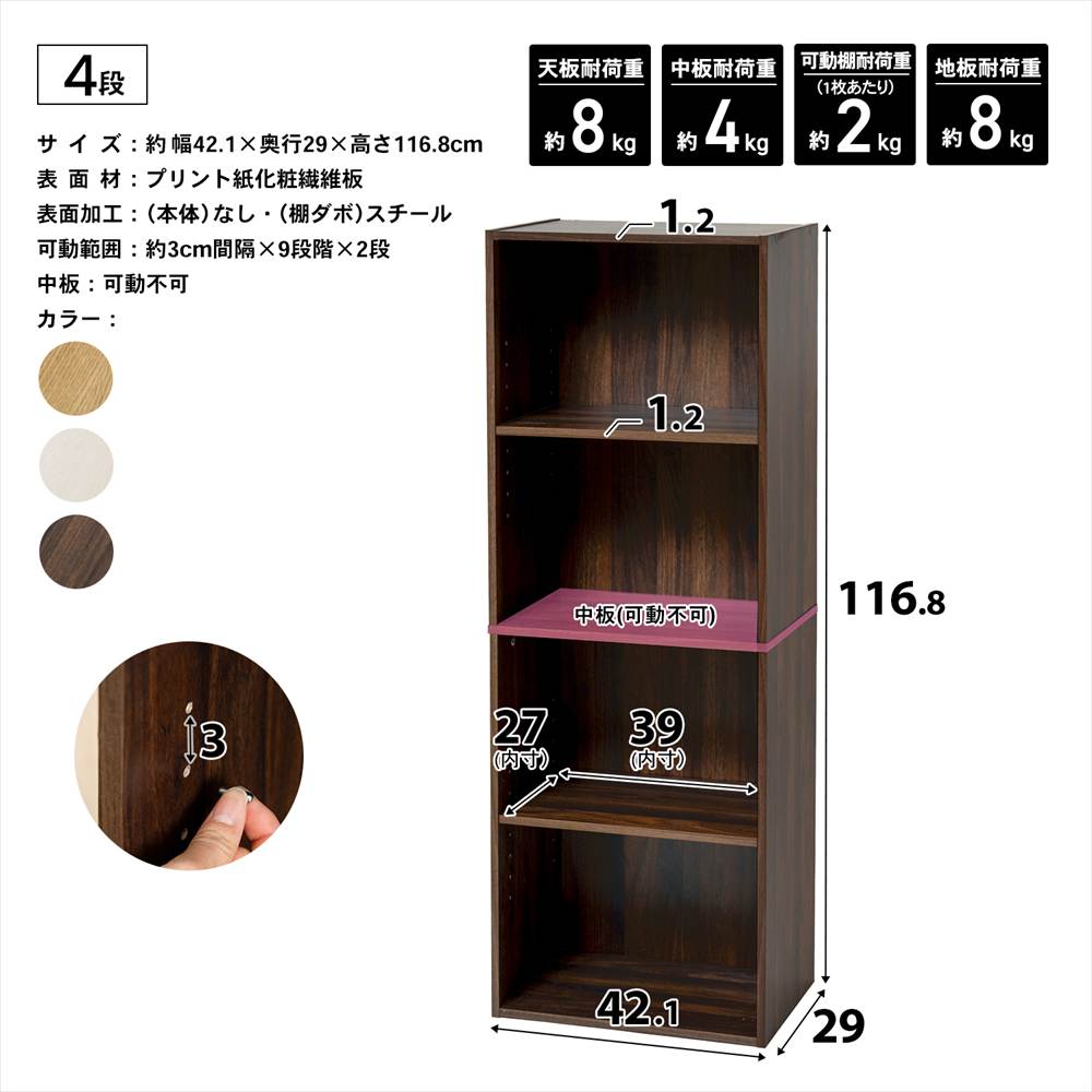 【無料配送可】〈美品 〉本棚 楽天市場】アリア ミドルシェルフ 幅122.5cm 奥行41.9cm 高さ124cm