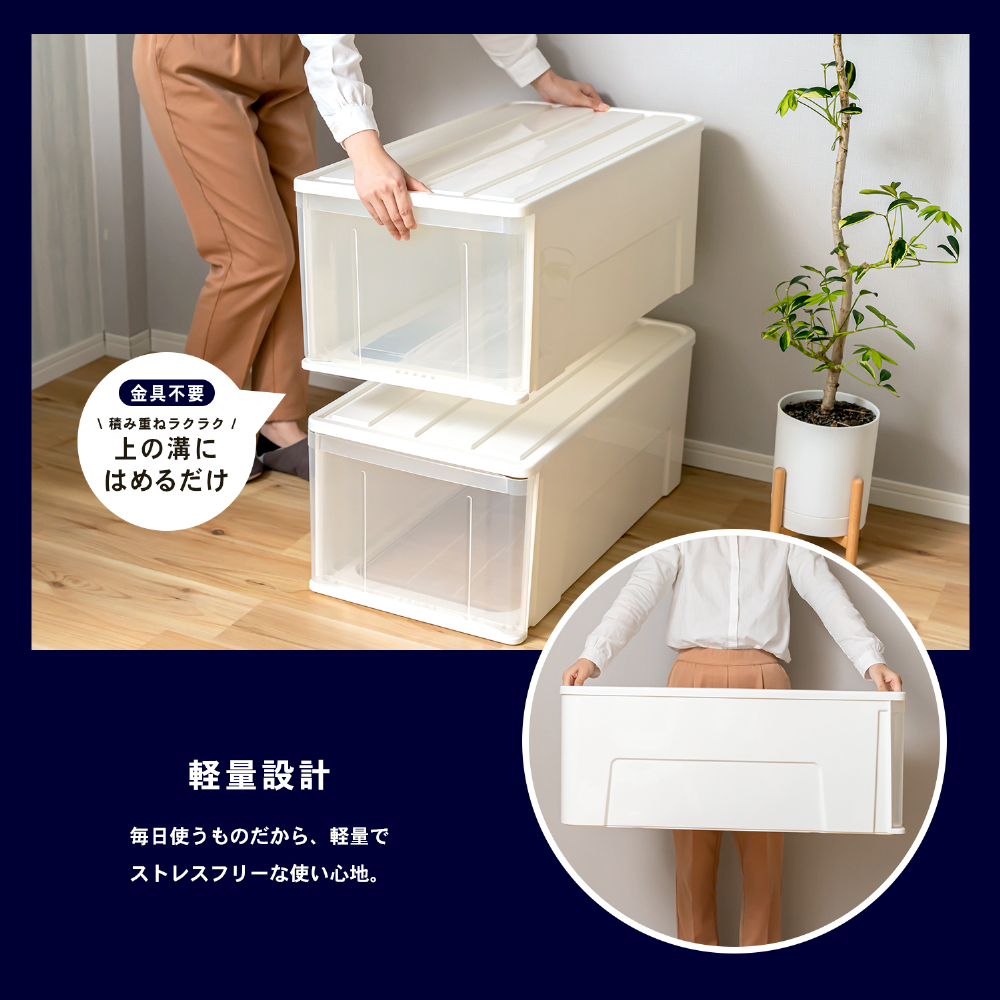 コーナンオリジナル LIFELEX 引出収納ケース 74L ホワイト 約幅39X
