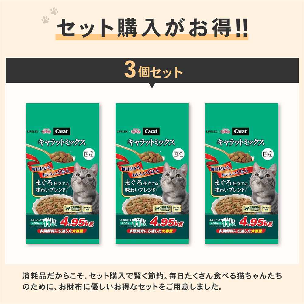 キャットフード 4.95kg×3個セット キャラットミックス まぐろ仕立て 猫