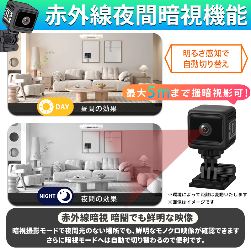 小型防犯カメラ 隠しカメラ スマホ連動 1080P 軽量 長時間録画 暗視