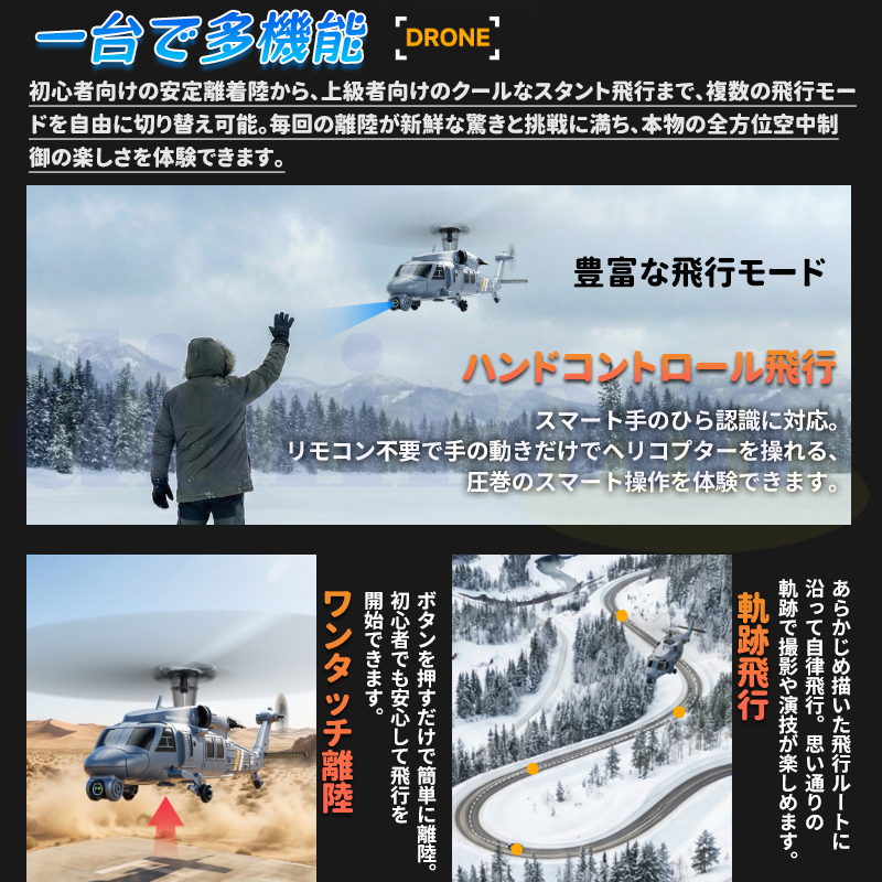 ヘリコプター ドローン カメラ付き GPS 8K解像度 画面付き 3速調整