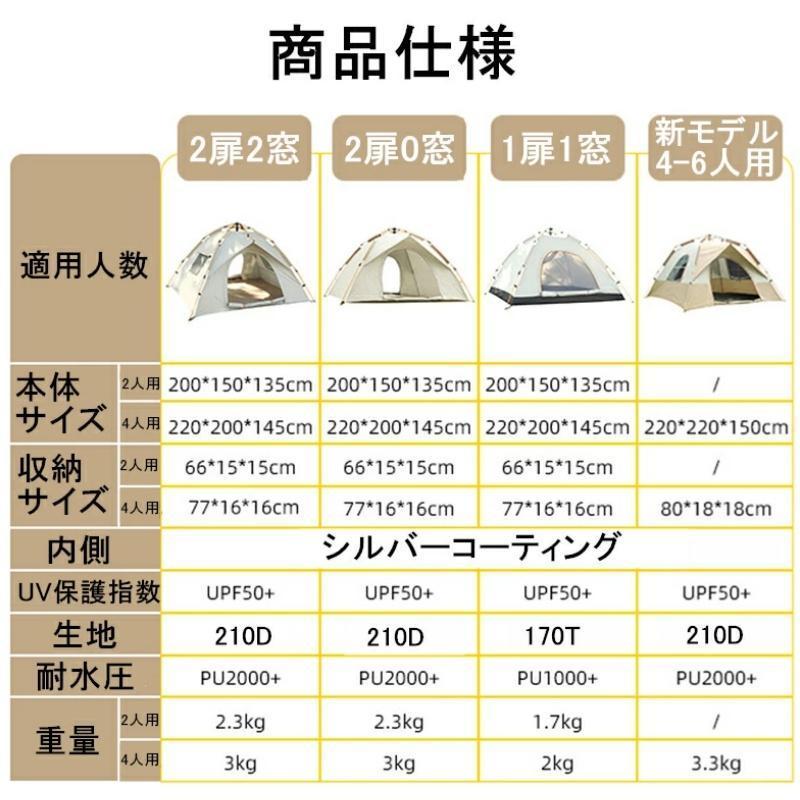 ワンタッチテント 公園 大型 4人用 2人用 6人用 遮光遮熱 ポップアップ