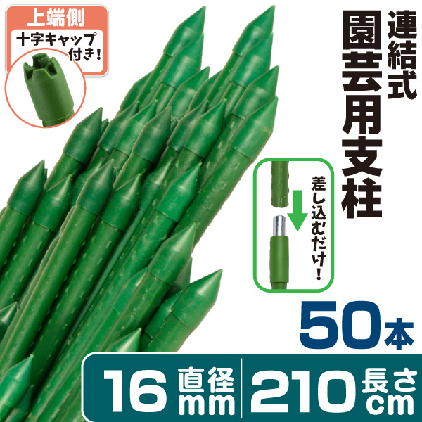 園芸 支柱 Φ16mm×210cm 50本 連結式イボ支柱 イボ付き鋼管製 イボ支柱