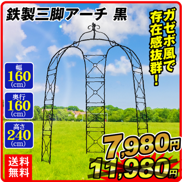 【予約中！】 超激得SALE アーチ ガーデンアーチ ローズアーチ バラアーチ 鉄製三脚アーチ 1個 ガーデニング アイアン 3脚 国華園 庭 玄関 門 フラワー つるバラ 薔薇 nanaokazaki.com nanaokazaki.com