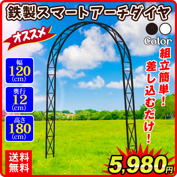 【代引き不可】 訳あり商品 アーチ ガーデンアーチ ローズアーチ バラアーチ 鉄製スマートアーチ ダイヤ 1個 幅120 奥行12 高さ180 ガーデニング 庭 玄関 門 つるバラ 薔薇 国華園 nasa11777.com nasa11777.com