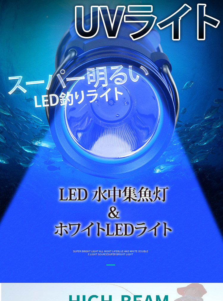 LEDライト 夜釣り 集魚灯 夜間作業 専用 ブルーライト 高輝度LED