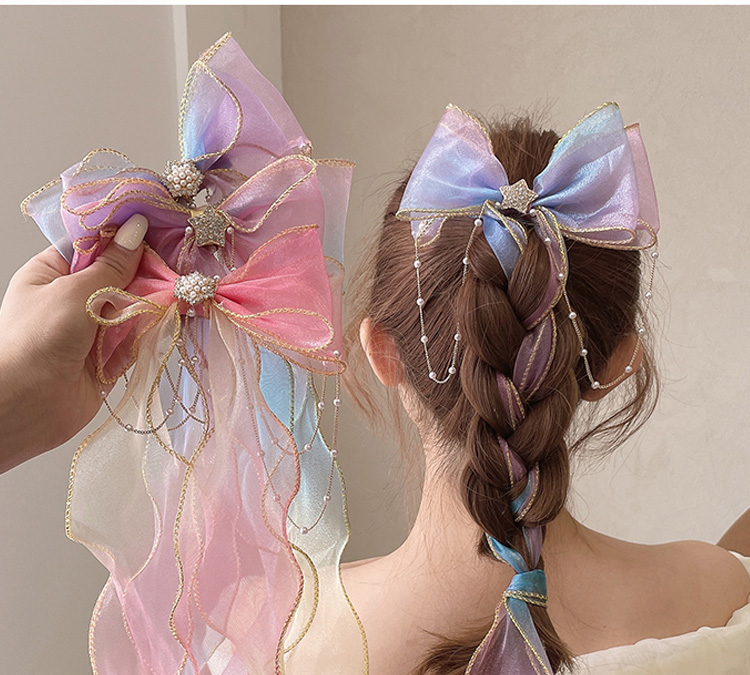 リボン ヘアアクセサリー チェーン パール ラインストーン 韓国ファッション 大人 子供 女の子 キッズ 浴衣 七五三 発表会 パーティー 送料無料  メール便 :cx-ha-j44d:kokoa 通販 