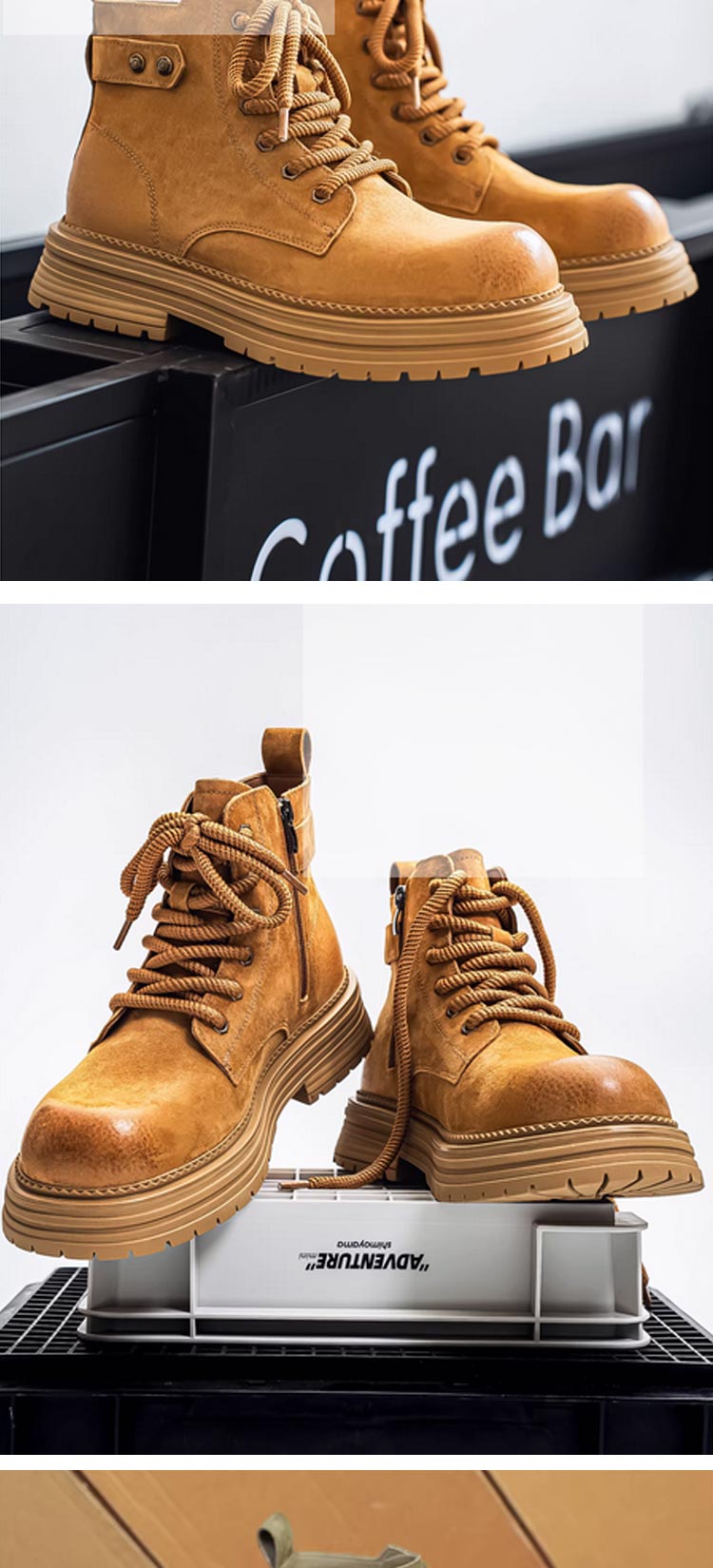 メンズ ブーツ ショートブーツ 本革 サイドジッパー ゴツい ワーク