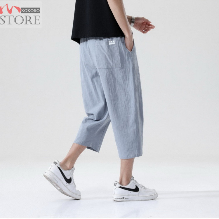 メンズ サルエルパンツ テーパードパンツ リネンパンツ 七分丈パンツ ゆったり 綿麻 イージーパンツ 夏物