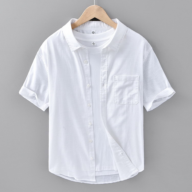 綿麻シャツ メンズ リネンコットン シャツ カジュアルシャツ トップス 半袖 通気 清涼