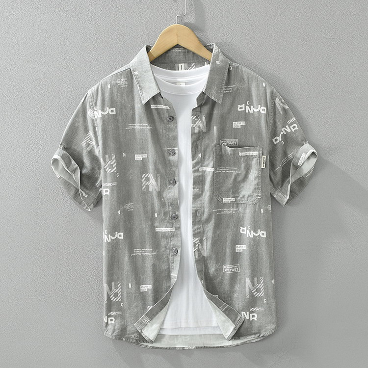カジュアルシャツ メンズ １００％コットン シャツ アメカジ トップス 半袖 綿シャツ 総柄