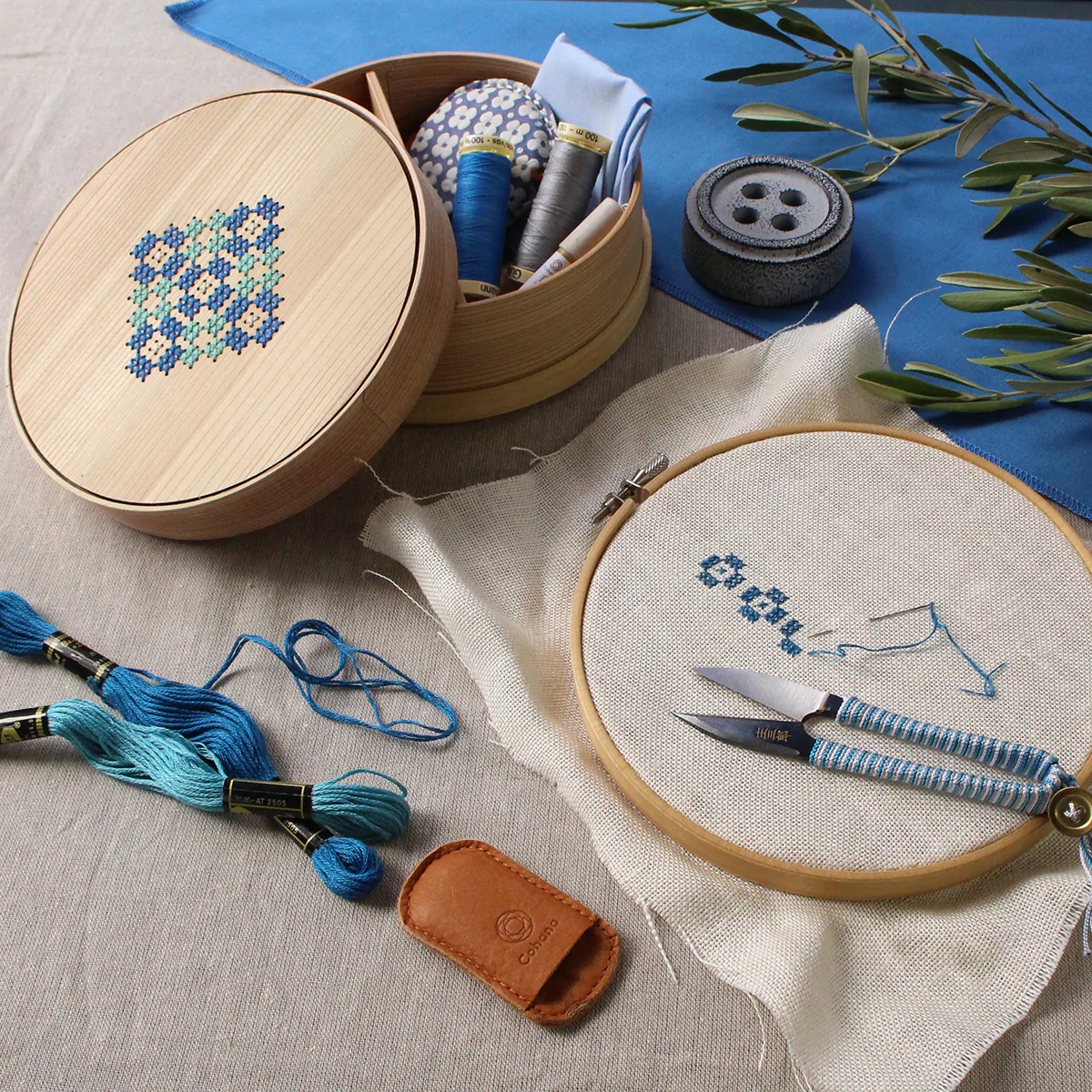 Cohana コハナ 曲げわっぱの道具箱 刺しゅう枠 刺繍枠 15cm 