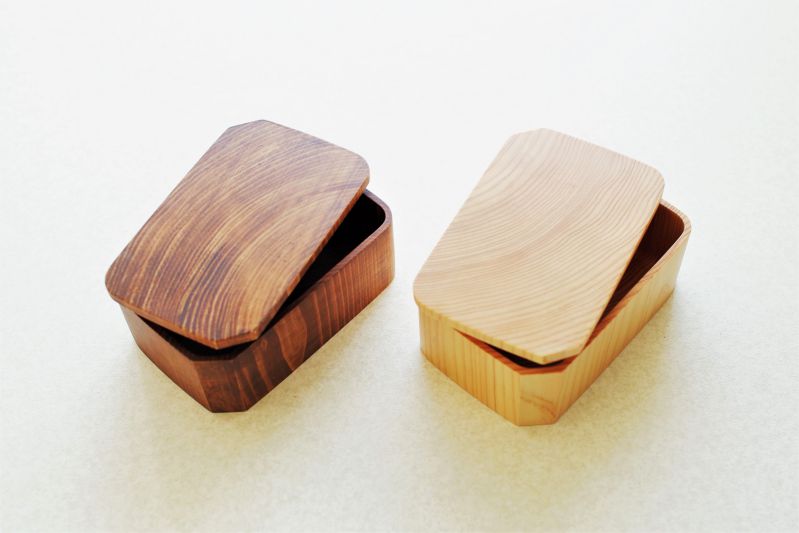 媛ひのき くりぬき弁当箱 「年輪」 S - 角なし LINK WOOD DESIGN