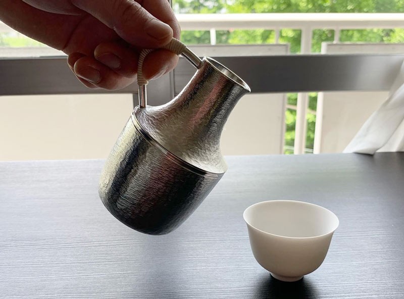 ちろり 千呂利 弥生 210ml 大阪錫器 鋳肌 12003 錫 日本酒用