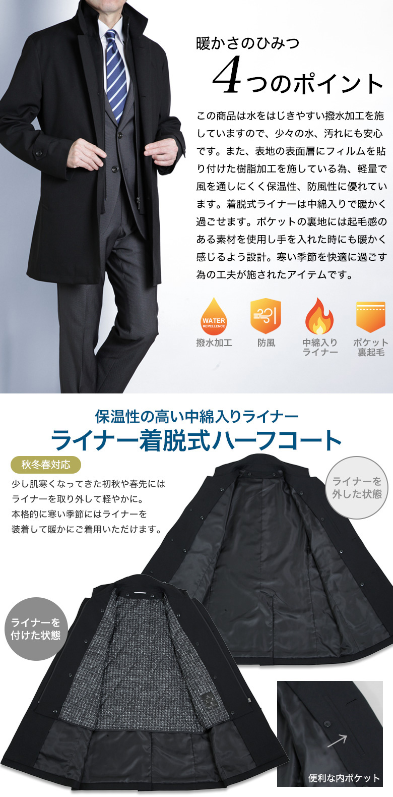 中綿入りキルティング スタンドカラーコート カルゼ ポリエステル100