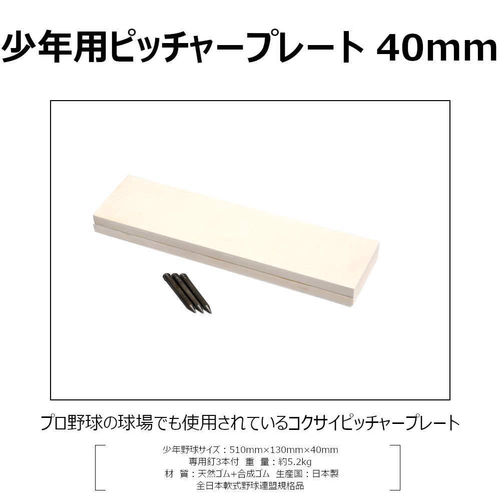 ピッチャー プレート 日本製 一般用 40mm厚 2本釘付 KP240-