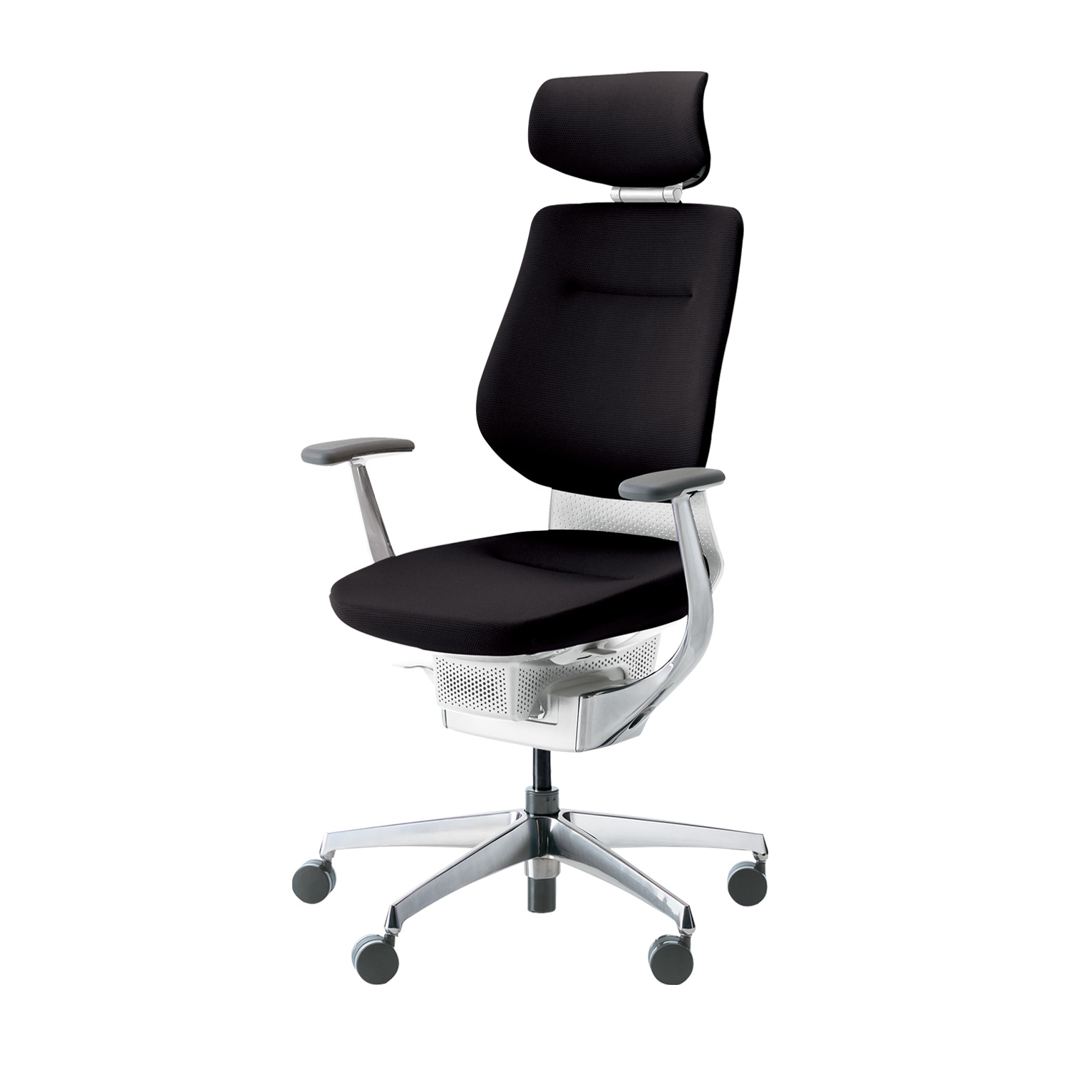 【ラクラク納品】コクヨ デスクチェア ing イング CR-GA3245E1 クッションタイプ ヘッドレスト付きタイプ アルミ肘 ホワイトシェル アルミポリッシュ脚_1