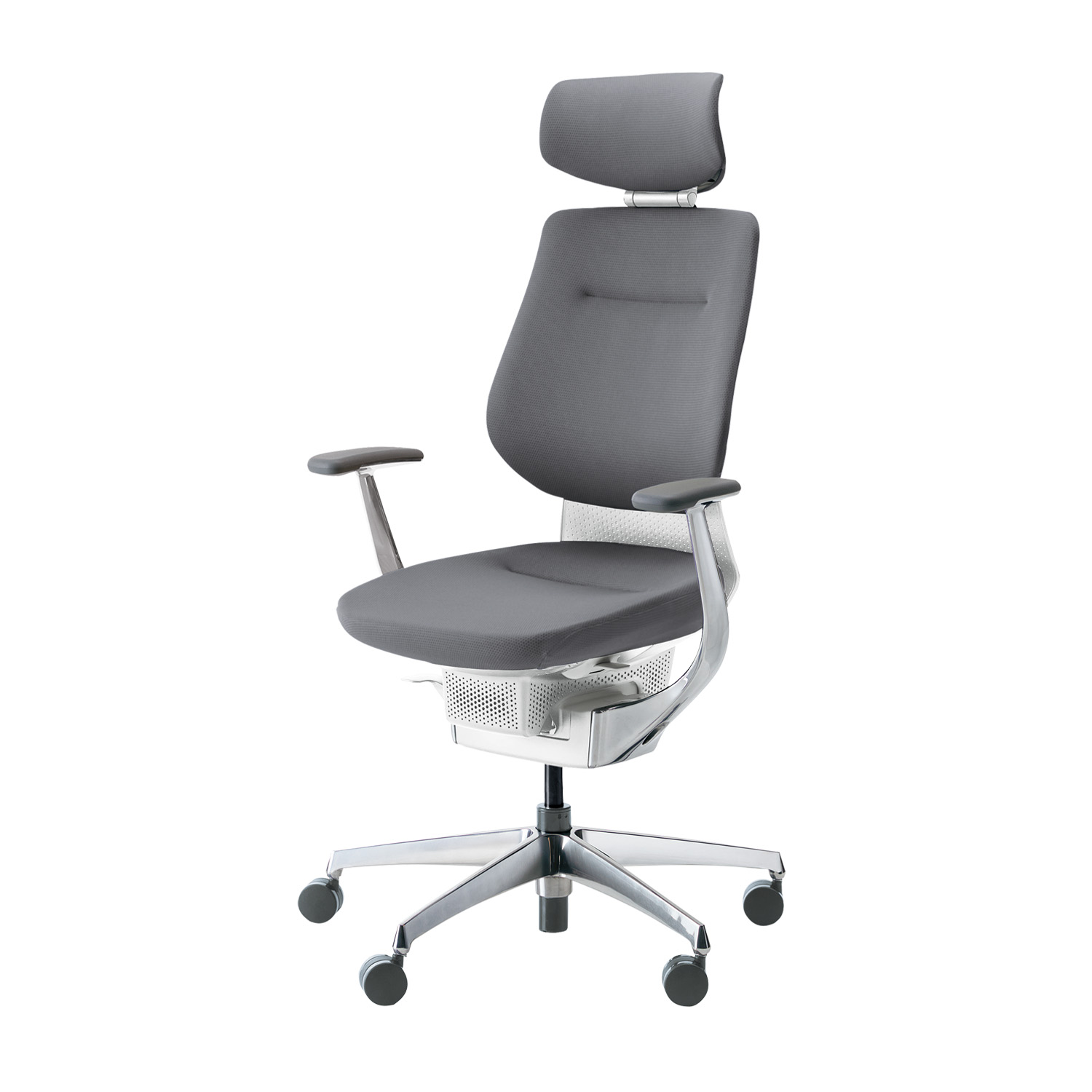 【ラクラク納品】コクヨ デスクチェア ing イング CR-GA3245E1 クッションタイプ ヘッドレスト付きタイプ アルミ肘 ホワイトシェル アルミポリッシュ脚_2