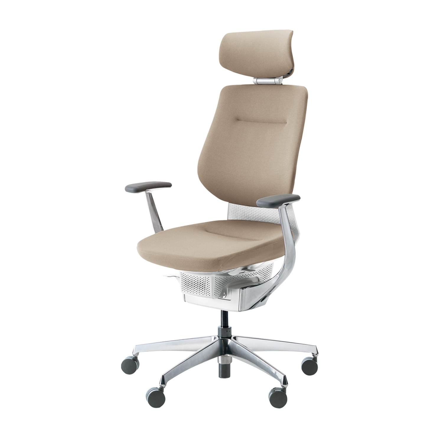 【ラクラク納品】コクヨ デスクチェア ing イング CR-GA3245E1 クッションタイプ ヘッドレスト付きタイプ アルミ肘 ホワイトシェル アルミポリッシュ脚_4