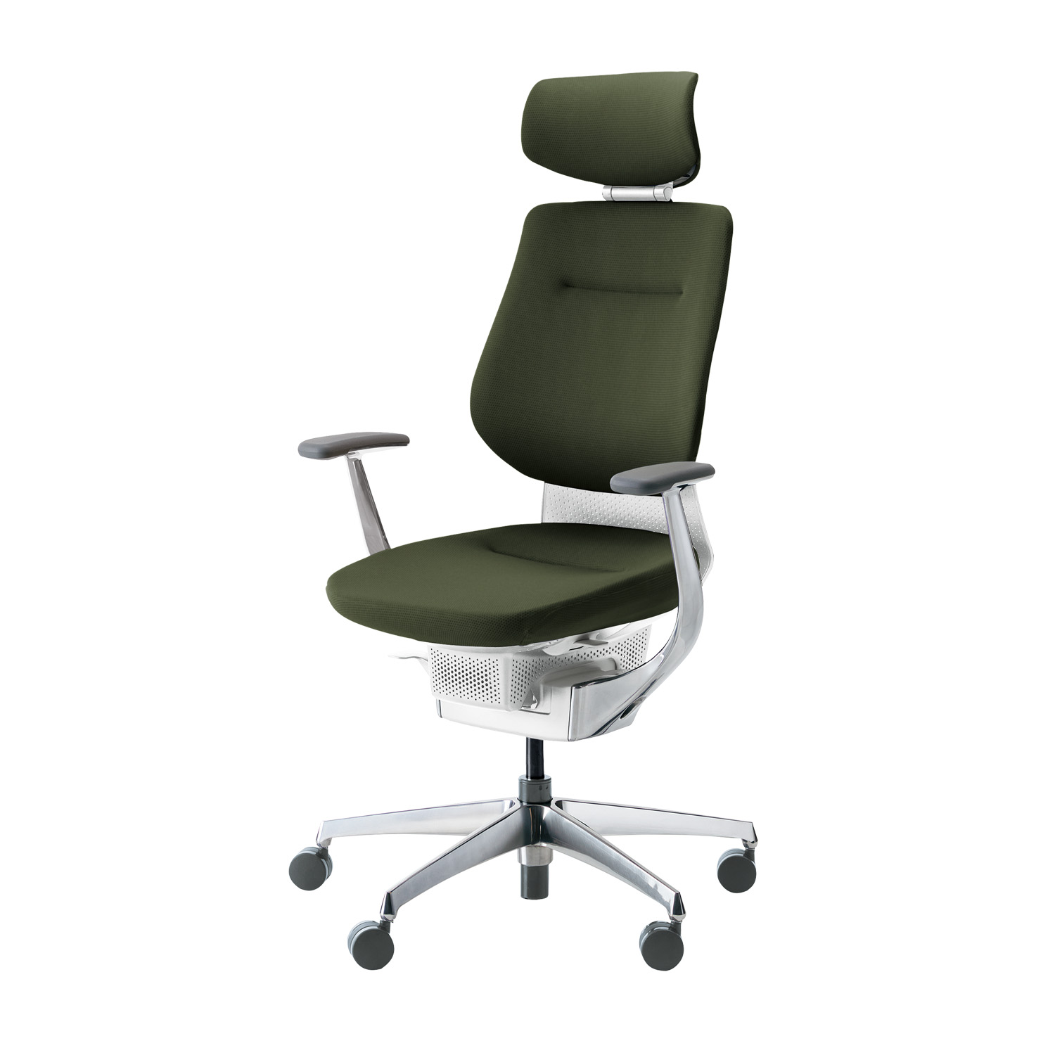 【ラクラク納品】コクヨ デスクチェア ing イング CR-GA3245E1 クッションタイプ ヘッドレスト付きタイプ アルミ肘 ホワイトシェル アルミポリッシュ脚_5