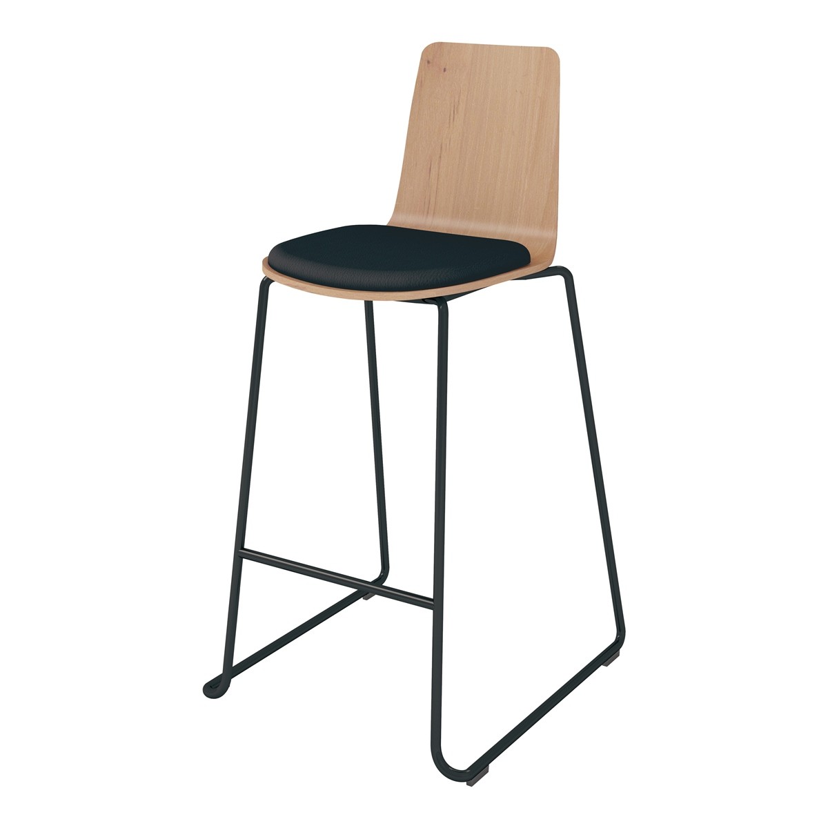 【ラクラク納品】コクヨ チェア Mycket ミケット K03-B43 ハイチェアー 塗装脚 合板シート 座パッド付き ブラック脚の画像
