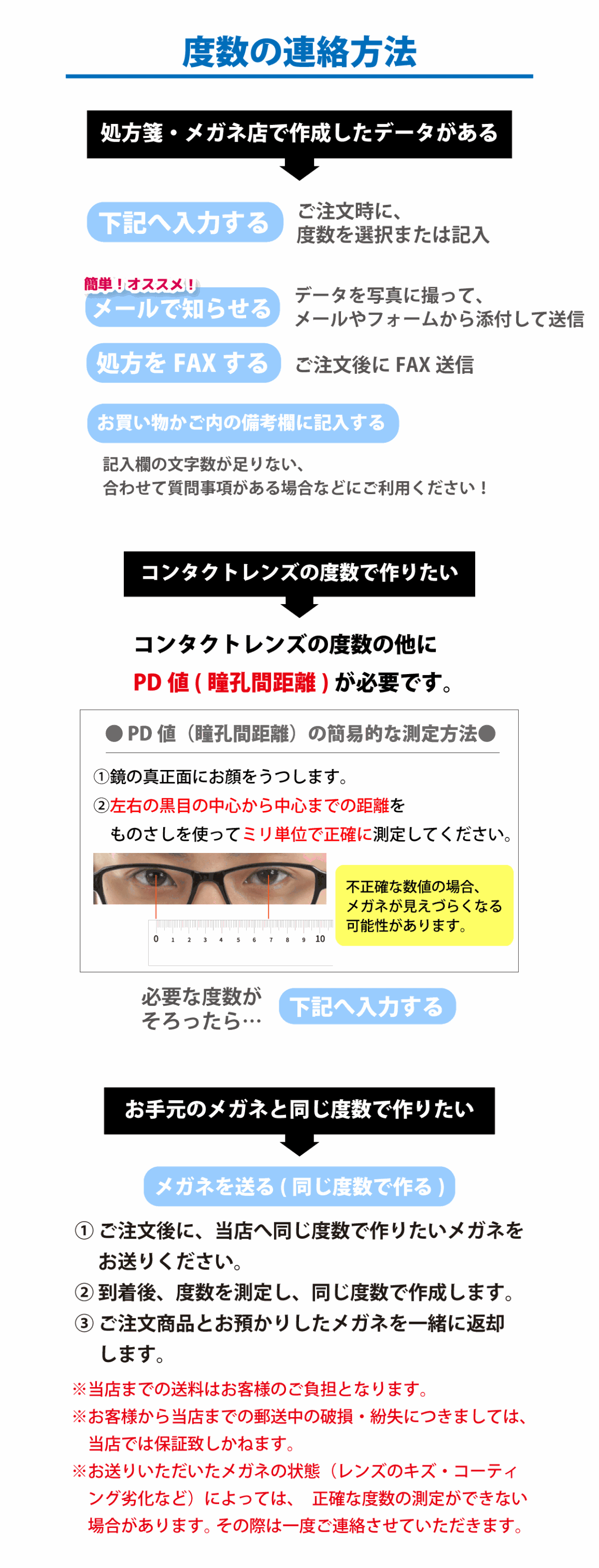 度数の連絡方法