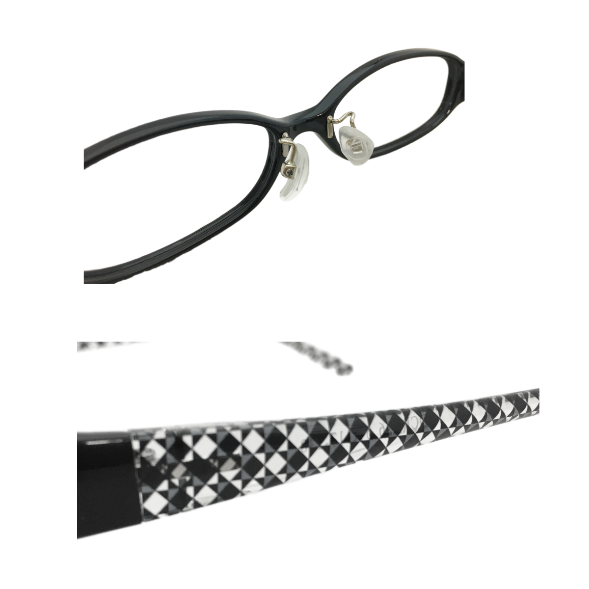 メガネ 度付き 度あり オーバル 鼻パッド付き 軽量 フレーム 黒縁 近視