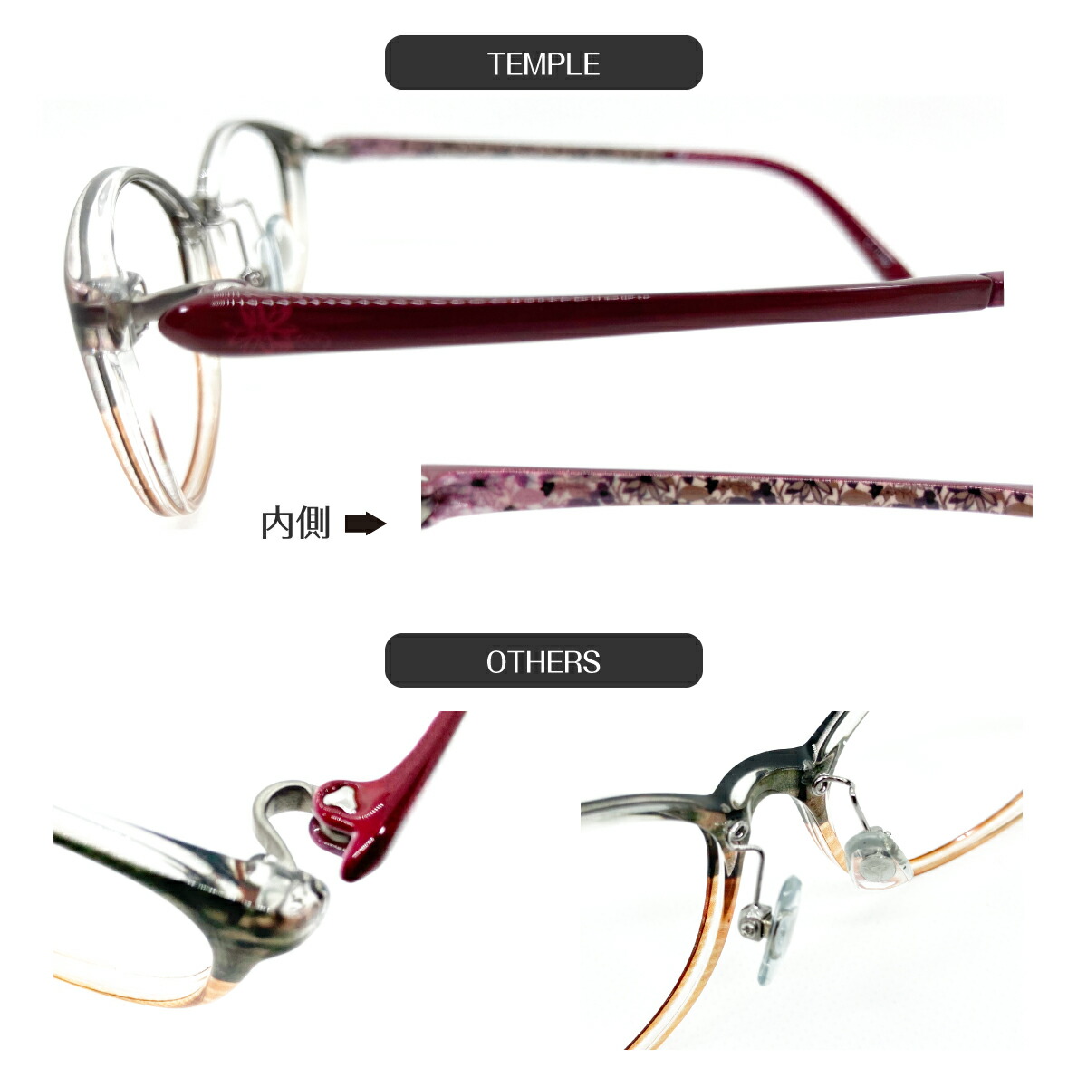 セミオーダー 老眼鏡 リーディンググラス 鼻パッド付き 軽量 フレーム