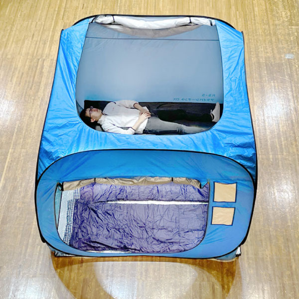 屋根2枚付き プライバシーテント DX 2-3人用 災害 防災 避難所 非常用テント 着替え プライベートテント 省スペース (メーカー直送品) ブルー_9