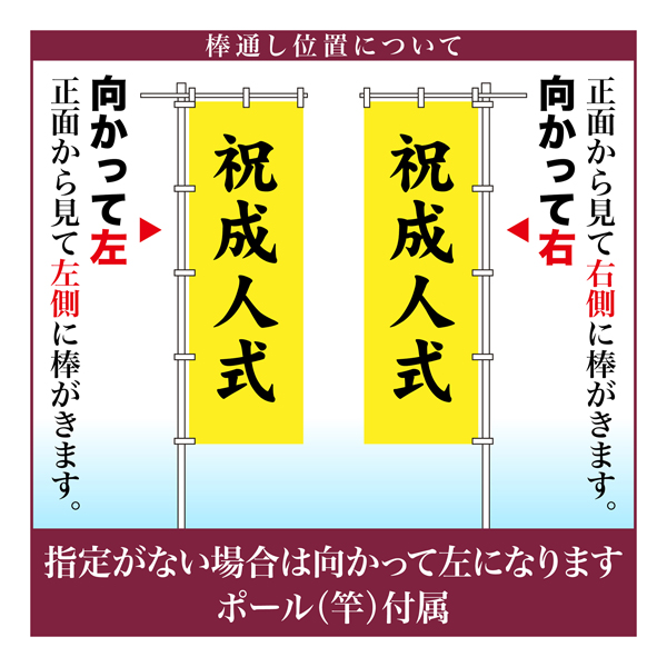 成人式 のぼり旗 ポール付き 成人式柄 60 富士 自由に名入れ オリジナル のぼり 祝成人 注文簡単 納期相談 600mm幅