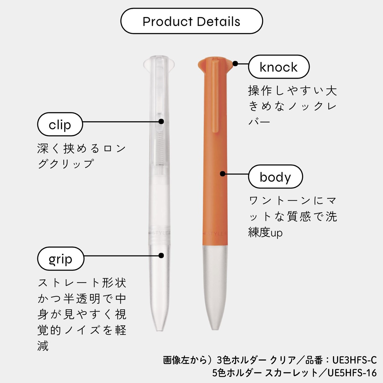 三菱鉛筆 uni スタイルフィット 3色ホルダー UE3H-FS 全3色から選択