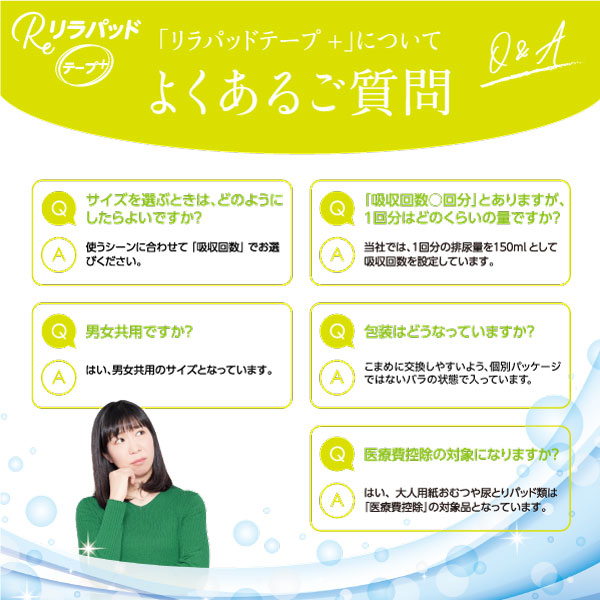 リラパッド テープ+ (プラス) 大人用 尿取りパッド 薄型 オーガニック