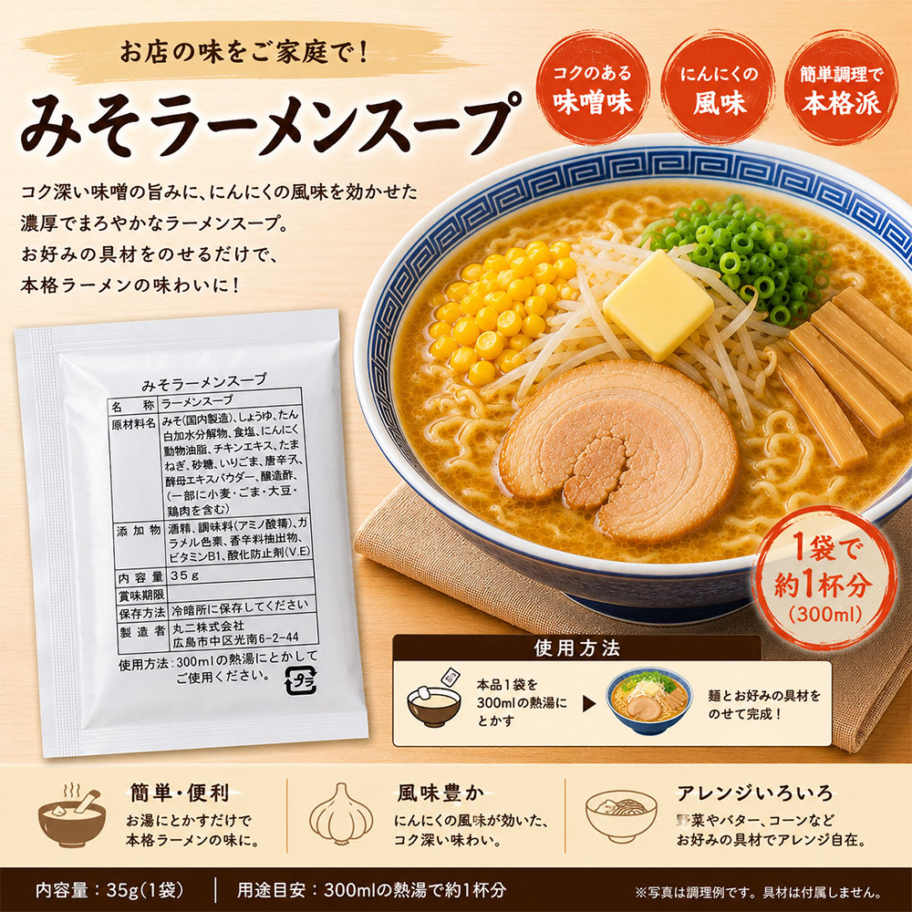 丸二 味噌ラーメンスープ35g 送料別 味噌 ...の詳細画像1