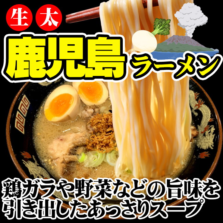 生太 鹿児島ラーメン 4食セット 麺130g×4袋 スープ×4袋 送料無料 ご