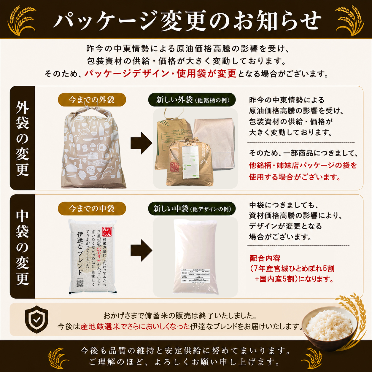 7年産宮城県産ひとめぼれ5割＋国内産5割 伊達なブレンド5kg さらに2袋