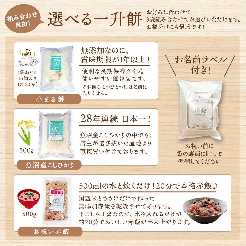 一升餅 一升米 1歳 誕生日 お祝い ギフト セット 男の子 女の子 小分け 餅 米 赤飯 アンパンマン リュック 風呂敷 名入れ 選びとり カード 送料無料