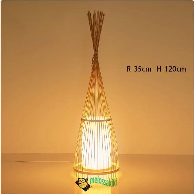 和風畳用竹工芸のフロアランプ、竹編みの禅意あふれる民宿寝室用の