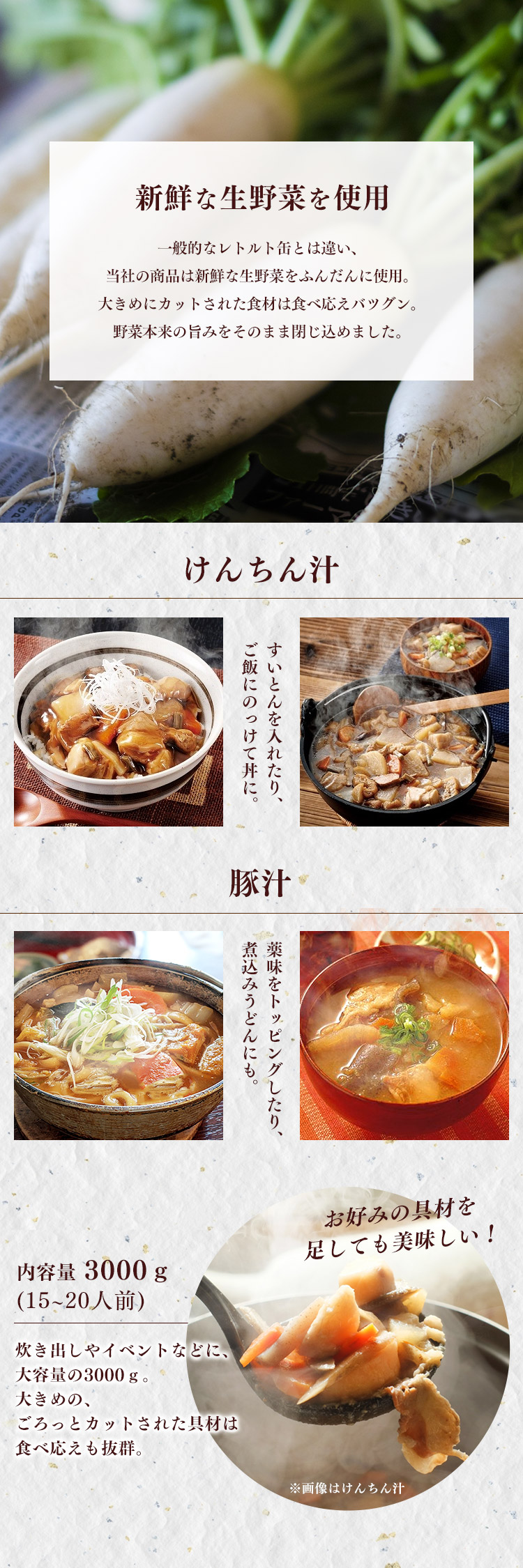 防災食 保存食 けんちん汁 豚汁 1号缶けんちん汁 保存食 3000g