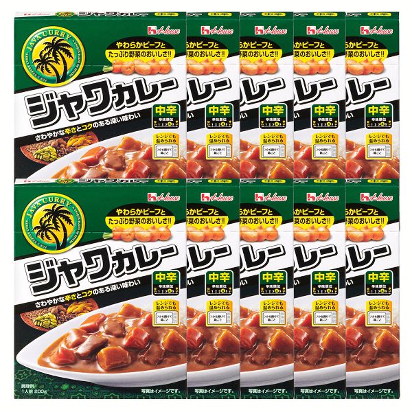 レトルトカレー 電子レンジ対応 ジャワカレー 10個セット キーマカレー 激辛 中辛 辛口 1人前 ハウス食品 カレー レトルト レトルト食品  まとめ買い