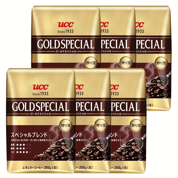 コーヒー豆 レギュラーコーヒー ゴールドスペシャル コーヒー 炒り豆 ブレンド AP 250g 6個 UCC リッチ スペシャル｜komenokura｜03
